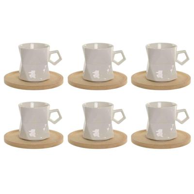 Set van 6 kopjes met schotel Home ESPRIT Wit Porselein 180 ml