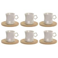 Set van 6 kopjes met schotel Home ESPRIT Wit Porselein 180 ml - thumbnail