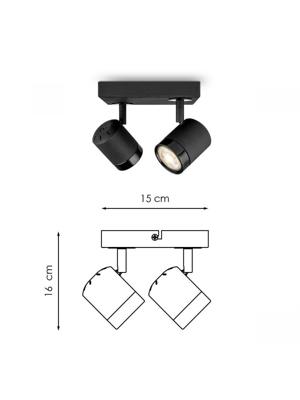Home sweet home LED opbouwspot Manu 2 lichts ↔ 16 cm - zwart Home sweet home LED opbouwspot Manu 2 lichts ↔ 16 cm - zwart