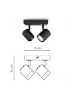 Home sweet home LED opbouwspot Manu 2 lichts ↔ 16 cm - zwart - thumbnail