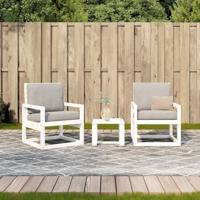 3-delige Loungeset massief grenenhout wit - thumbnail