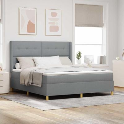 Boxspringbed met matras Lichtgrijs 140 x 200 cm Stof