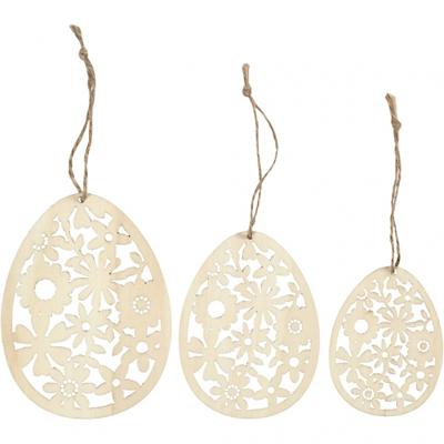 Creativ Company Ornamenten, h: 8+10+12 cm, b: 6+7,5+9 cm, dikte 3 mm, 3 stuk/ 1 doos