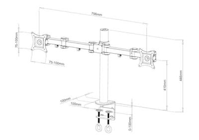 Techly ICA-LCD 482-D 31 Zwart flat panel bureau steun