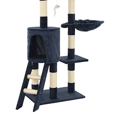 VidaXL Kattenkrabpaal met sisal krabpalen 138 cm donkerblauw