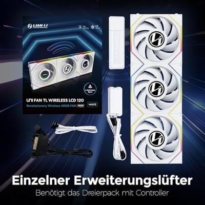 Lian Li UNI FAN TL Wireless LCD 120mm White 3-pack
