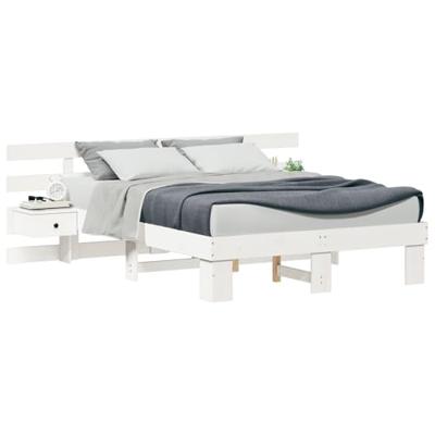 Bedframe met lade Wit Massief grenenhout en massief grenenhout