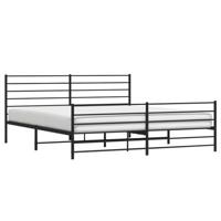 Bedframe met hoofd- en voeteneinde metaal zwart 193x203 cm - thumbnail