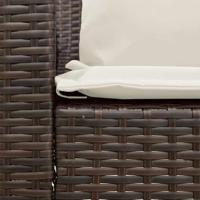 Tuinbank 5-zits met kussens poly rattan bruin - thumbnail