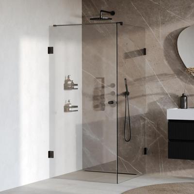 Brauer Void - Carving Douchecabine met Draaideur - Helder Glas - 100x100x200 cm - incl. Glascoating - Mat Zwart