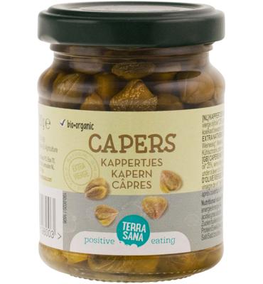 TerraSana Siciliaanse kappertjes in olijfolie bio 120 Gram TerraSana Siciliaanse kappertjes in olijfolie bio 120 Gram