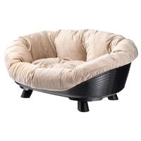 Ferplast Honden- en kattenbed met kussen, wasbaar honden- en kattenbed, gerecycled plastic, verhoogd bed voor kleine honden, ademend en antislip, SOFA' THRONE 73 x 55 xh 32 cm, zwart - thumbnail