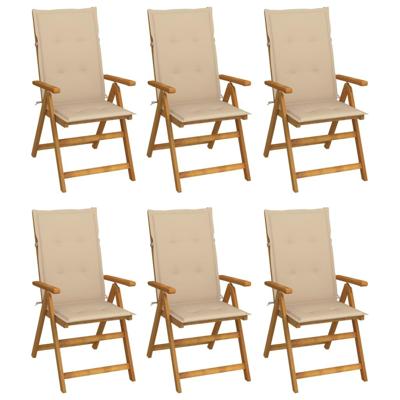 Tuinstoelen 6 st inklapbaar met kussens massief acaciahout