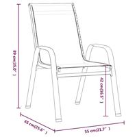 Tuinstoelen stapelbaar 6 st textileen stof zwart - thumbnail
