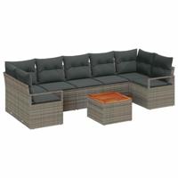 Tuinbankenset met kussen 8 pcs Grijs poly rattan - thumbnail
