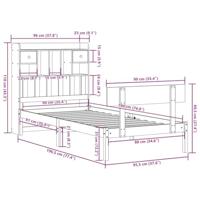 Bed met boekenkast zonder matras grenenhout wit 90x190 cm - thumbnail