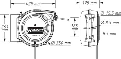 Hazet 9040D-2.5 Kabelhaspel voor aan de muur Hazet 9040D-2.5 Kabelhaspel voor aan de muur