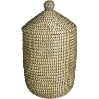 Mand Noos met deksel - zwart/groen - 42xØ32 cm - thumbnail