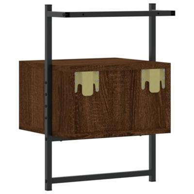 Nachtkastje wandgemonteerd 35x30x51 cm hout bruineikenkleurig Nachtkastje wandgemonteerd 35x30x51 cm hout bruineikenkleurig