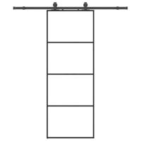 Schuifdeur met beslagset 76x205 cm ESG glas zwart - thumbnail