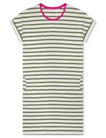 Schiesser Dames Nachthemd korte mouw - Lime streep - thumbnail