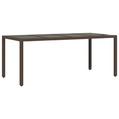 Tuintafel met glazen blad 190x90x75 cm poly rattan bruin - thumbnail
