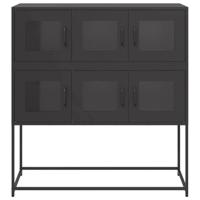 Dressoir 100,5x39x107 cm koudgewalst staal zwart - thumbnail