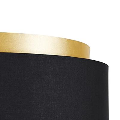 QAZQA Moderne vloerlamp zwart met kap zwart met goud - Simplo QAZQA Moderne vloerlamp zwart met kap zwart met goud - Simplo