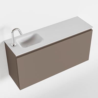 MONDIAZ OLAN 100cm toiletmeubel smoke. LEX wastafel talc links 1 kraangat MONDIAZ OLAN 100cm toiletmeubel smoke. LEX wastafel talc links 1 kraangat