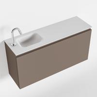 MONDIAZ OLAN 100cm toiletmeubel smoke. LEX wastafel talc links 1 kraangat - thumbnail