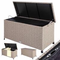 Polyrattan Kussenbox Creme 122x56x61cm met Wielen - thumbnail
