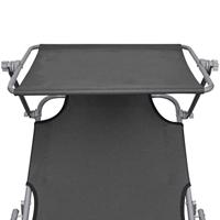 Ligbed met luifel inklapbaar staal grijs - thumbnail