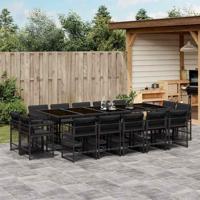 15-delige Tuinset met kussens poly rattan zwart - thumbnail