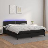 Boxspring met matras en LED kunstleer zwart 180x200 cm - thumbnail