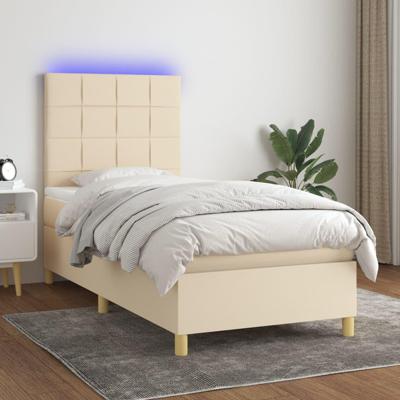 Boxspring met matras en LED stof crèmekleurig 100x200 cm