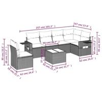7-delige Loungeset met kussens poly rattan zwart - thumbnail