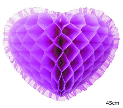 Paars hart hangdecoratie (45cm)