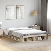 Bedframe bewerkt hout sonoma eikenkleurig 160x200 cm - thumbnail