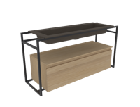 INK Kraft Wastafel Enkele Bak 2 Kraangaten - 1200x450x10 mm - Quartz Beton - thumbnail