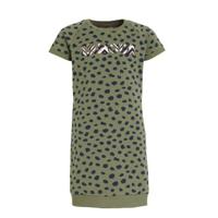 DJ Dutchjeans jurk met all over print army groen/zwart - thumbnail
