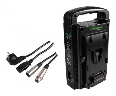Dubbele V-Mount lader voor o.a. Sony BP-95W, BP-GL65, BP-190WS - met 4-Pin XLR kabel