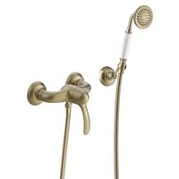 Douchemengkraan Tres Clasic 1 Hendel Incl Handdouche en Doucheslang Verouderd Messing Mat - thumbnail