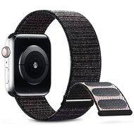 Nylon sport loop band - Zwart gemêleerd - Extra sterke klittenbandsluiting - Geschikt voor Apple Watch 44mm / 45mm / 46mm / 49mm - thumbnail