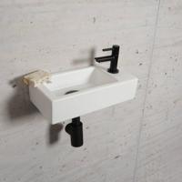 Fonteinset Mat Wit Wiesbaden Color Mat Zwart (kraangat rechts) - thumbnail