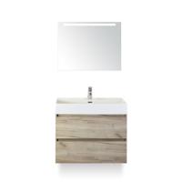 Maxx XL Badmeubelset 80 cm - Craft Oak - Wastafel Kube 1 kraangat - met Sence Spiegel - thumbnail