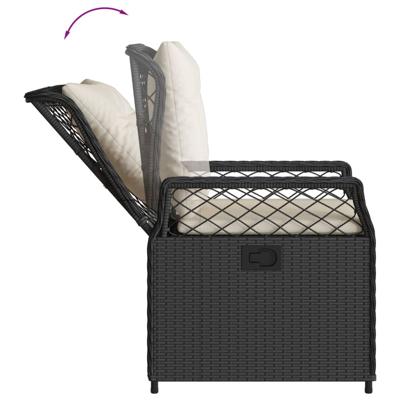 7-delige Tuinset met kussens poly rattan zwart - thumbnail