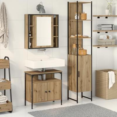 Badkamermeubelset met plank 3 pcs Artisan Eiken Bewerkt hout