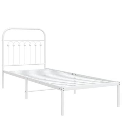 Bedframe met hoofdbord metaal wit 80x200 cm Bedframe met hoofdbord metaal wit 80x200 cm