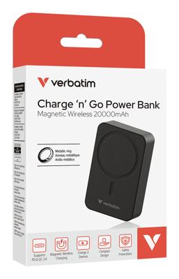 Verbatim Charge n Go Essentials Powerbank 20000 mAh USB PD 3.0, QC 3.0, Adaptive Fast Charge USB-C Zwart