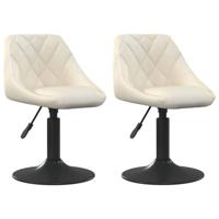 Eetkamerstoelen draaibaar 2 st fluweel crèmekleurig - thumbnail